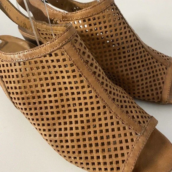 Paul Green Lois Slingback Perforated Leather Sandal Cognac Open Toe 5 UK… - Picture 3 of 9